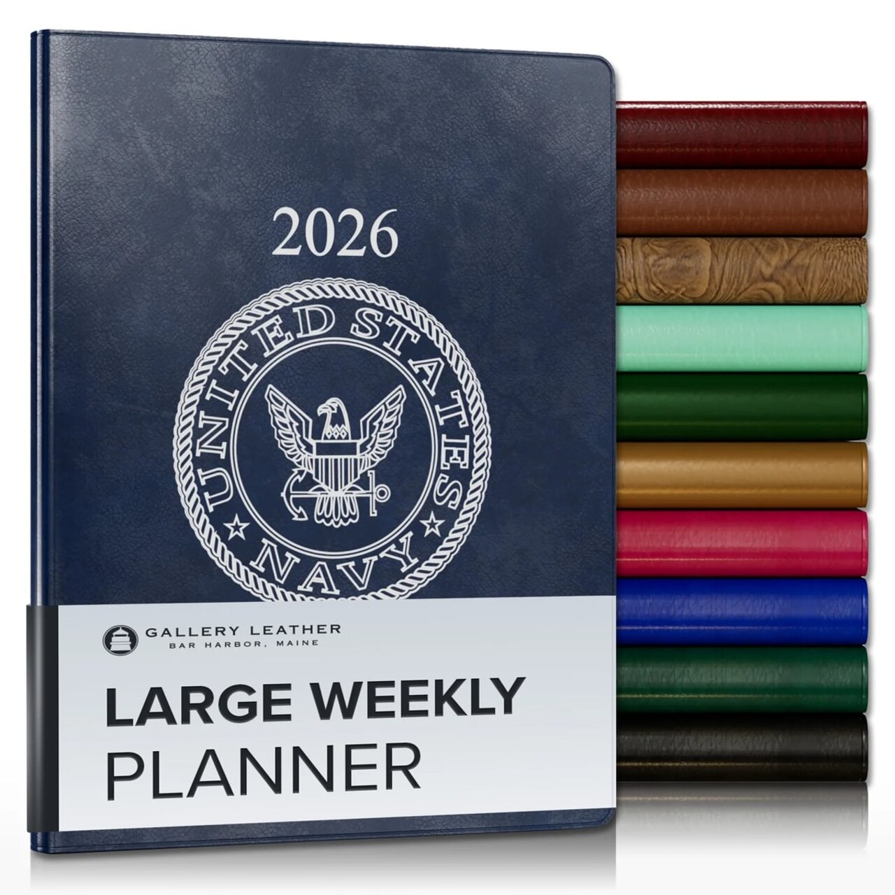 Gallery Leather Large Weekly Planner 2026, Elegantly Bound Calendar Planner and Notebook with Stylish Gold-Gilded Page Edges, 12 Months - 9.75 x 7.5 "